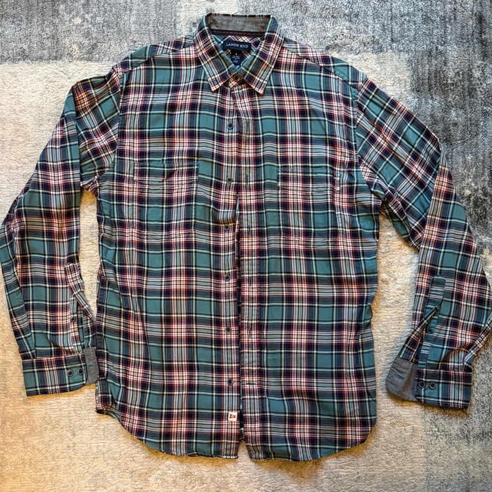 Lands' End Men's Plaid Button-Down Shirt